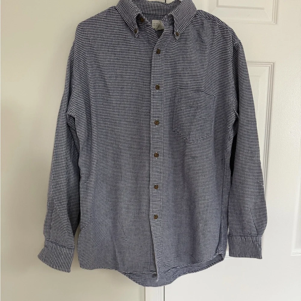 Vintage J.Crew Men’s Flannel Button Up Medium 100% Cotton Herringbone Navy